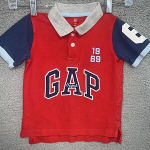 Gap Shirt Kids Size 3T Red‎ Polo Center Logo 1969 Spellout Pique #6